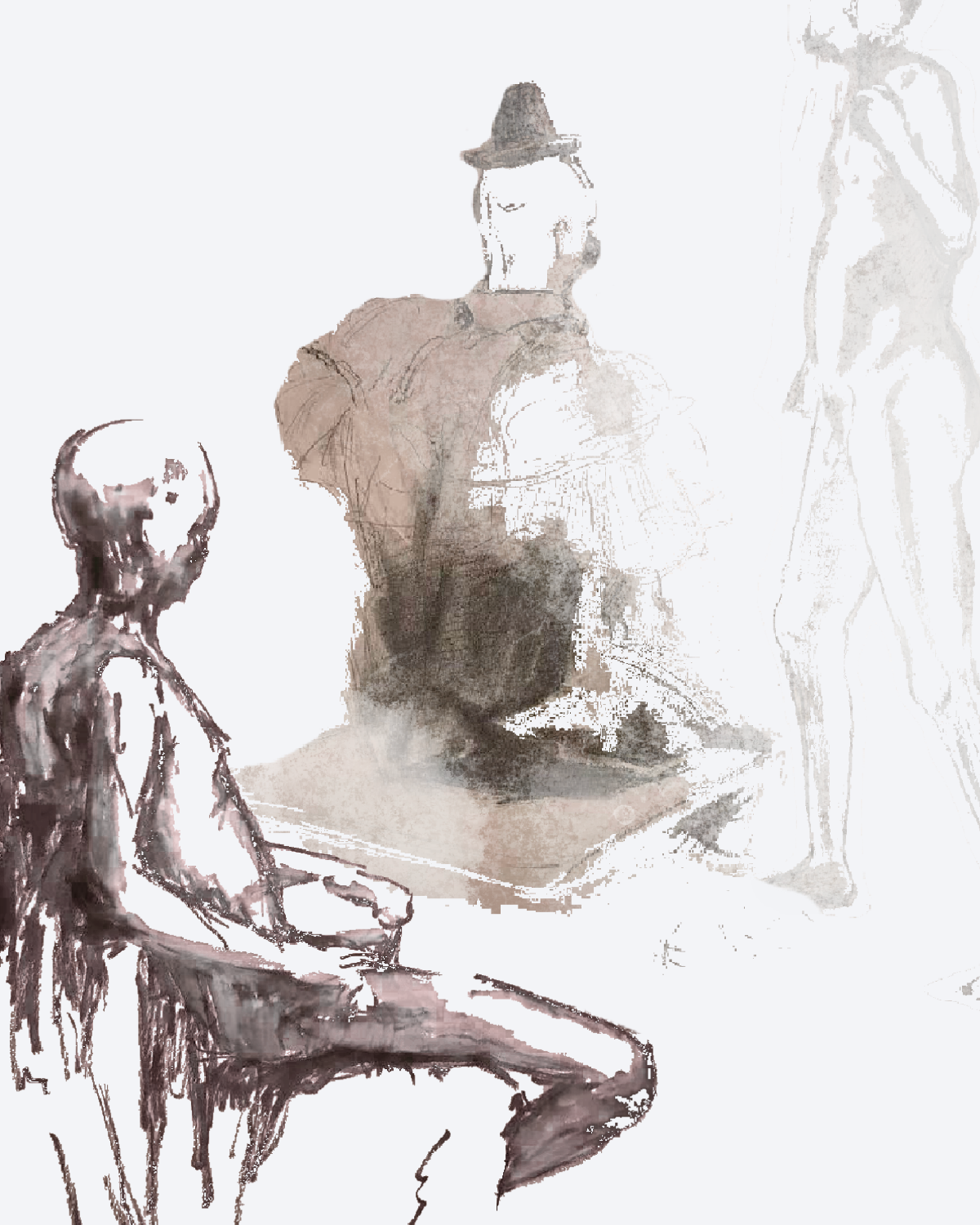 Student Sketchbook — Charcoal & Watercolor Sketch