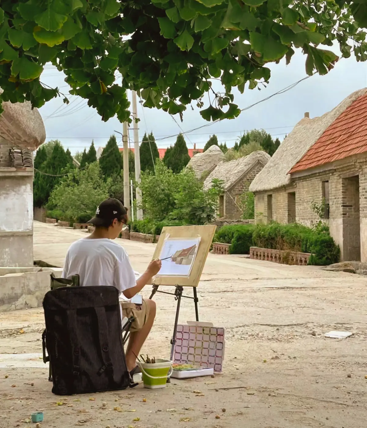 Group Sketching, Northern Village — Plein Air Watercolour